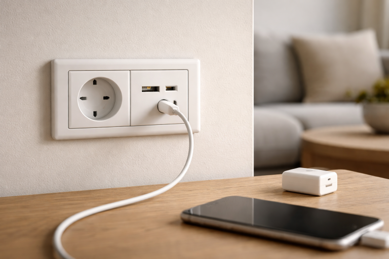 Stikkontakt med USB eller USB-C til opladning: valg, sikkerhed og effekt forklaret